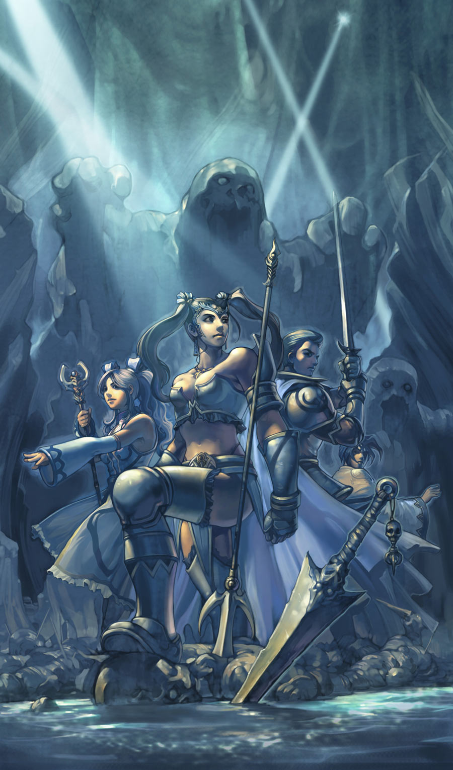 The Morion heroes gathered in a cavern filled with blue light